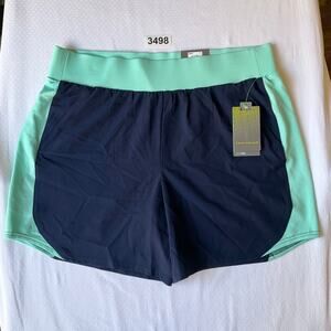 Kohl's Women Workout Sport Stretch Casual Shorts size L (fit like XL),Blue Green